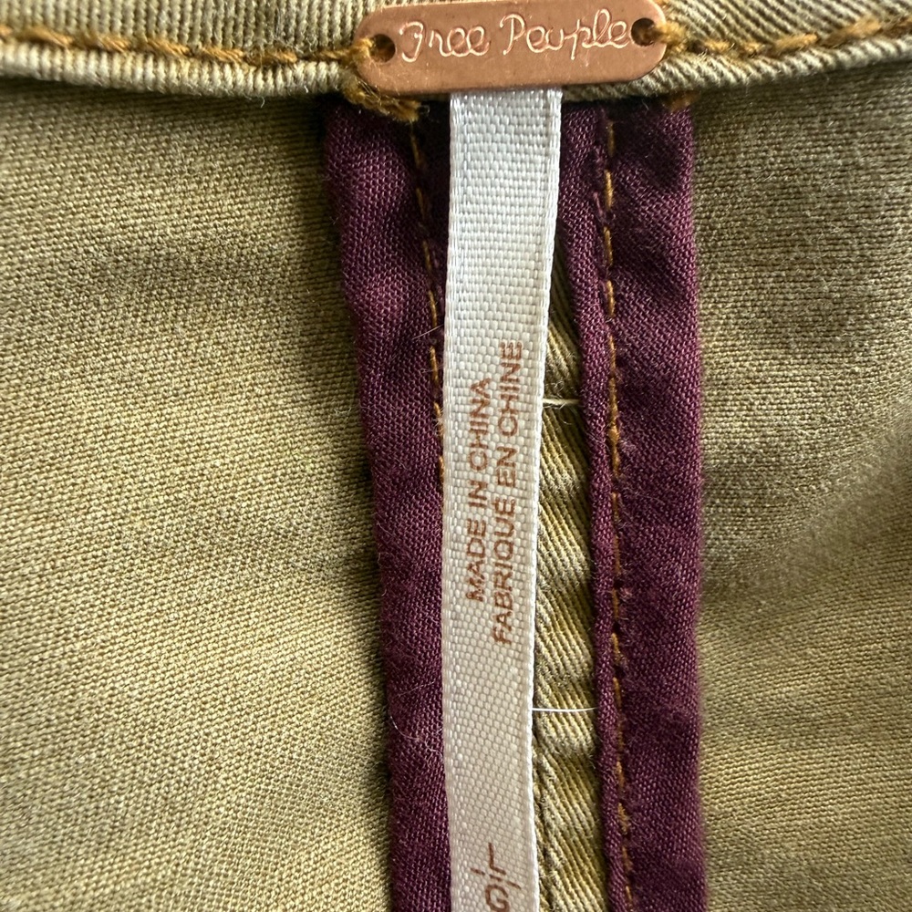 Free People Women’s Khaki Utility Military Style Jacket With Button Closure. L - Picture 10 of 13